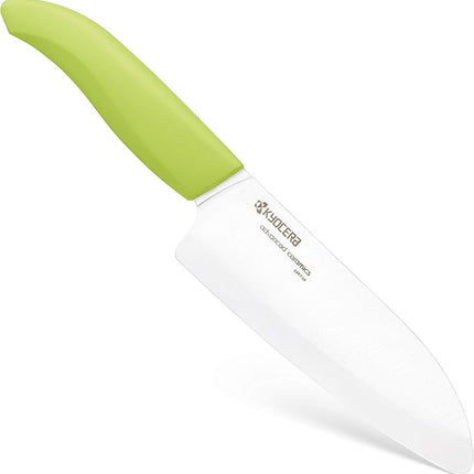 KYOCERA Revolution 2-Piece Ceramic Knife Set: Chef Knife For Your Cooking Needs, 5.5" Santoku and 4.5" Utility Knife, White Blades with Green Handles, White/Green