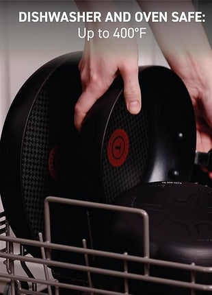 T-fal Ultimate Hard Anodized Nonstick Wok 14 Inch, Oven Broiler Safe 350F, Non Stick Stir-Fry Pan, Cookware, Pots and Pans, Kitchen, Versatile Deep Frying, Sauté, Braise, Stew, Dishwasher Safe, Black