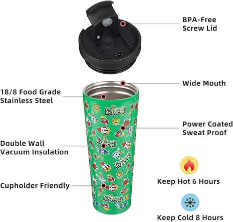BJPKPK 26oz Stainless Steel Insulated Tumbler With lid And Straw Travel Coffee Thermal Tumblers Cup For Women And Men,Game