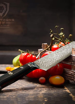 Dalstrong Kiritsuke Chef Knife - 8.5 inch - Shogun Series Elite - Damascus - Japanese AUS-10V Super Steel Kitchen Knife - Premium Black G10 Handle - Razor Sharp Knife - Chef's Knife - w/Sheath
