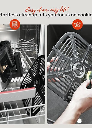 8.5QT Air Fryer, View Window, Multifunctional Large Family Size Capacity for 4-8 People, Stainless Steel Square Basket, 10-in-1 Smart Digital Presets for Air frying, Bake, Roast, Reheat