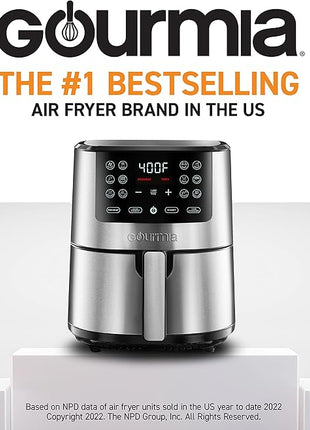 Gourmia 4-Qt Digital Air Fryer with Guided Cooking, Easy Clean, Stainless Steel