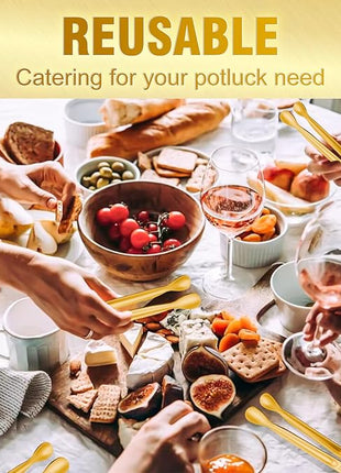 12PCS Mini Tongs For Serving, 2 Sizes 6 & 4 Inch Ice Tongs Mini Gold Sugar Stainless Steel Tong, Small Kitchen Tiny Food Tongs for Appetizers,Tea Party, Coffee Bar,Desserts & Ice Bucket