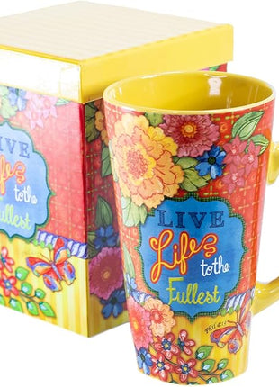 Divinity Boutique Inspirational Stoneware Mug, Live Life, Multicolor