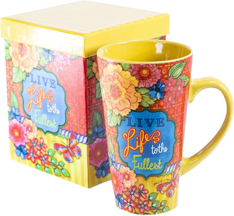 Divinity Boutique Inspirational Stoneware Mug, Live Life, Multicolor