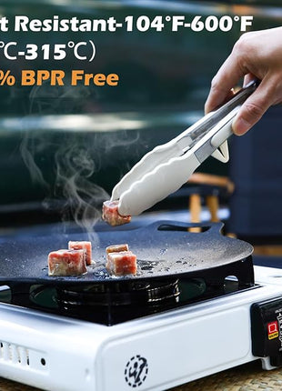 Kitchen Tongs, 9 Inch Tongs for Cooking with Silicone Tips, Food Grade Small Silicone Tongs, Mini Serving Tongs for Nonstick Pans, BBQ, Salad, Set of 3, White