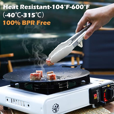 Kitchen Tongs, 9 Inch Tongs for Cooking with Silicone Tips, Food Grade Small Silicone Tongs, Mini Serving Tongs for Nonstick Pans, BBQ, Salad, Set of 3, White