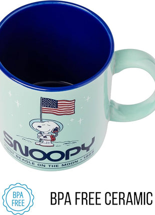 Silver Buffalo Peanuts “First Beagle on the Moon” Featuring Snoopy in Space Ceramic Mug, 20 Ounces