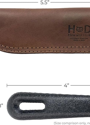 Hide & Drink, Full Grain Leather Hot Handle, Cast Iron Protector, Panhandle Potholder, Double Layered, Double Stitched, Slides On/Off Easily onto Metal Skillet Grips, Handmade, Sangria