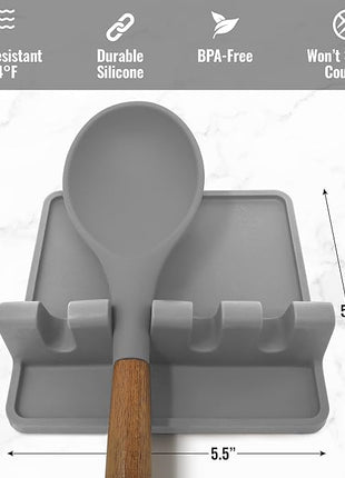 Zulay Silicone Utensil Rest - BPA-Free, Durable Spoon Rest with Drip Pad - Heat-Resistant Spoon Rest for Stove Top - Spoon Rest for Kitchen Counter - Kitchen Gadgets & Kitchen Utensils Holder - 2 Pack