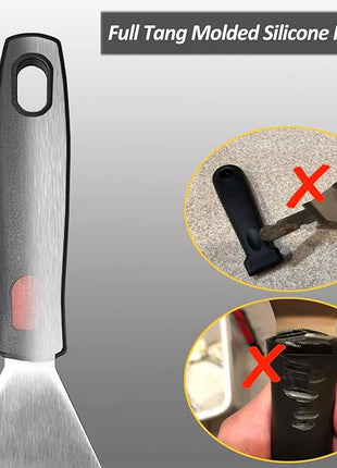 Stainless Steel Spatula Set with Heat Resistant Silicone Handle, VOVOLY Metal Spatulas For Kitchen Use, Thickened Smash Burger Spatula, Fish Flipper, Bench Scraper