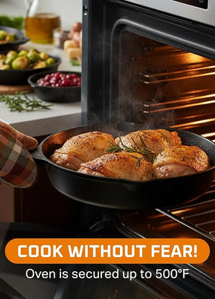 Bruntmor 6, 7.5, 10 Inches Black Pre-Seasoned Cast Iron Frying Pan Set of 3, Oven Safe Cast Iron Skillet, Cast Iron Grill Pan Set, Nonstick Cookware and Bakeware for Casserole Dish