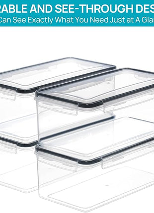 Vtopmart Airtight Food Storage Containers with Lids 4PCS Set 3.2L, Plastic Spaghetti Canisters for Pasta organizer, BPA Free Air Tight Kitchen Pantry Organization