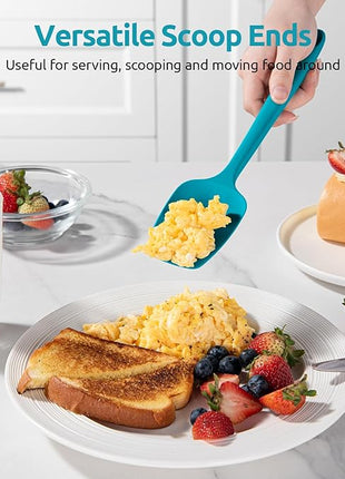 U-Taste Silicone Spoon Spatula Set, 600ºF High Heat Resistant Food Grade Flexible Rubber Scraper, Cooking Mixing Baking Kitchen Utensils Set of 3 (Marrs Green)