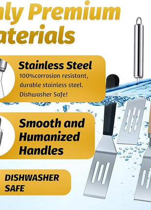 CHENGU 4 Pcs Mini Brownies Serving Spatula Stainless Steel Nonstick Serve Turner Cookie Slotted Spatula for Kitchen Cutting and Serving Desserts Small Frying Pan Cookie (4 Styles,4 Styles)