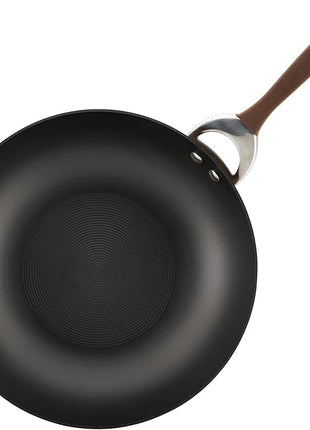 Circulon Symmetry Hard Anodized Nonstick Wok/Stir Fry Pan with Lid, 12", Chocolate