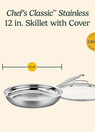 Cuisinart 12 Inch Skillet with Glass Cover, Chef's Classic Collection, 722-30G