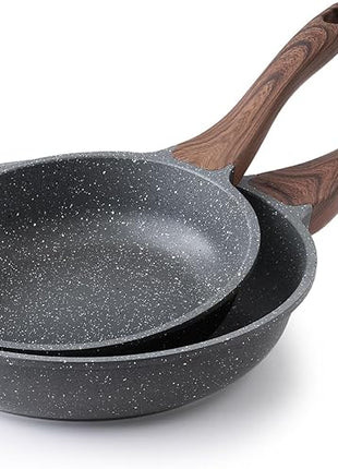 SENSARTE Nonstick Frying Pan Skillets, Swiss Granite Coating Omelette Pans, Healthy Cookware Chef's Pans, Free of Intentionally Added PFOA (8+10 Inch)