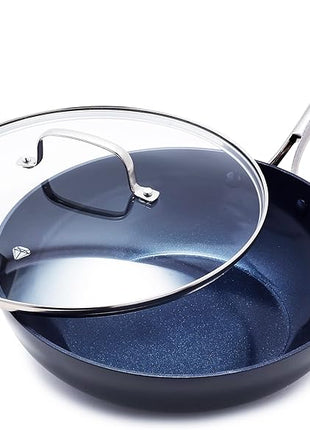 Blue Diamond Cookware Hard Anodized Ceramic Nonstick, 11" Frying Pan Skillet with Lid, PFAS-Free, Dishwasher Safe, Oven Safe, Grey