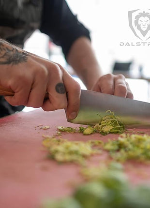 Dalstrong Chef Knife - 8 inch Blade - Gladiator Series - Forged High Carbon German Steel - Razor Sharp Kitchen Knife - Professional Full Tang Knives - Olive Wood Handle - Sheath - NSF Certified