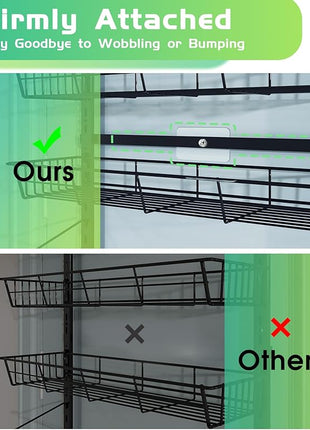 10-Tier Over The Door Pantry Organizer, Pantry Organization and Storage, Black Metal Hanging Adjustable Basket, Wall Spice Rack Seasoning Shelves, Home & Kitchen Essentials