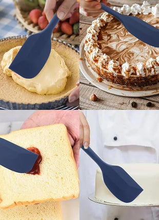 Silicone Spatulas Set, Rubber Spoon Spatula Heat Resistant Spoonula One Piece Design Seamless Spatula Non-Stick Scrapers Baking Mixing Tool (Dark Blue)