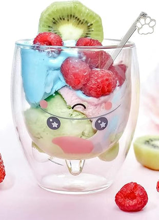 Unicorn Mug Cute Mugs Glass Double Wall Insulated Glass Espresso Cup, Coffee Cup, Tea Cup, Milk Cup, Kawaii Gifts, for women girls friends, Christmas Birthday (Unicorn)