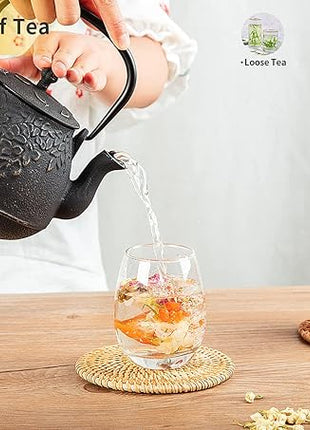 Tea Kettle, TOPTIER Japanese Cast Iron Teapot with Stainless Steel Infuser, Cast Iron Tea Kettle Stovetop Safe, Leaf Design Teapot Coated with Enameled Interior for 40 Ounce (1200 ml), Purple