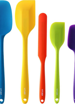 5PCS Silicone Rubber Spatula Set, VITUER Food Grade BPA-Free Spatulas for kitchen Use, Heat Resistant Spatula for Cooking & Baking, Dishwasher Safe