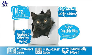 Funny Black Kitten Coffee Mug - Ceramic Funny Cat Mug - Perfect Cat Lover Gift - Cute Novelty Coffee Mug Present - Great Birthday or Christmas Surprise for Friend or Coworker, Men and Women (11oz)