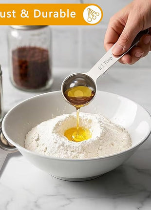 TILUCK Stainless Steel Measuring Spoons Set,Coffee Scoop Spoon,Kitchen Gadgets for Cooking & Baking,Set of (7)