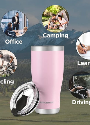 HAUSHOF 20 oz Tumbler, Stainless Steel Vacuum Insulated Coffee Tumbler Water Cup, Double Wall Travel Mug with Lid, Perfect for Hot and Cold Drinks