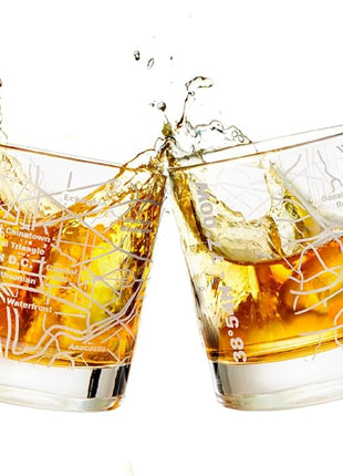 Greenline Goods Whiskey Glasses - 10 Oz Tumbler Gift Set for Washington, DC lovers, Etched with Washington, DC Map | Old Fashioned Rocks Glass - Set of 2