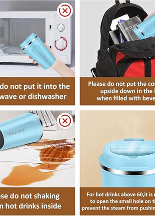 CS COSDDI 12 oz Stainless Steel Vacuum Insulated Tumbler - Coffee Travel Mug Spill Proof with Lid - Coffee Cups for Keep Hot/Ice Coffee,Tea and Beer