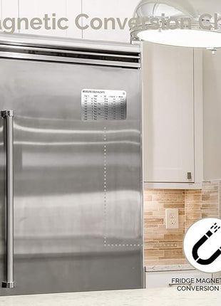 22-Piece Stainless Steel Measuring Cups and Spoons Set, Tad Dash Pinch Smidgen Drop Mini Measuring Spoons, Measuring Stick Leveler, Measurement Conversion Chart Fridge Magnet, (Charcoal)