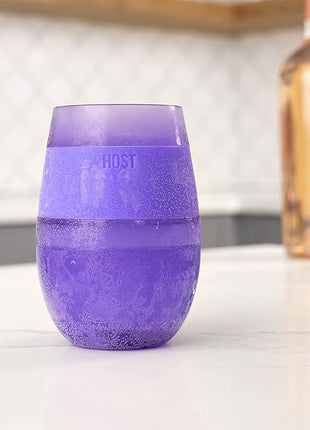 Host Cooling Cup Set of 1 Plastic Double Wall Insulated Freezable Drink Chilling Tumbler with Freezing Gel, Wine Glasses for Red and White Wine, 8.5 oz, Translucent Purple