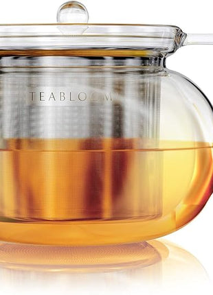 Teabloom Kyoto 2-in-1 Tea Kettle/Tea Maker – Heatproof Glass Teapot with Removable Loose Tea Filter – Tea Connoisseur's Choice