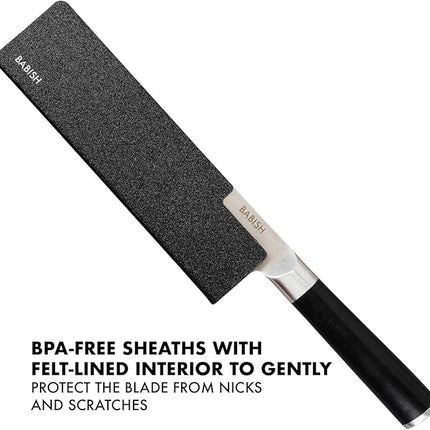 Babish 14-Piece Full Tang Forged Kitchen Knife Set – High-Carbon 1.4116 German Steel Cutlery with Protective Sheaths – Professional Chef Knife Set