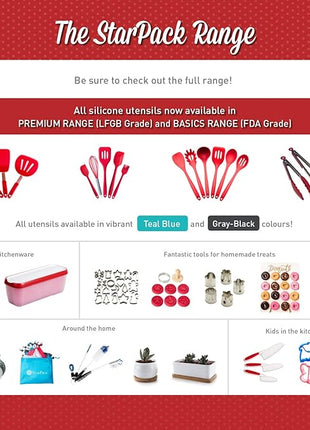 StarPack Basics Small Silicone Spatula (8.5"), High Heat Resistant to 480°F, Hygienic One Piece Design, Non Stick Rubber Cooking Utensil (Cherry Red)