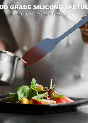 NileHome Silicone Spatula Set, 6 Packs Food Grade Kitchen Utensils with Silicone Brush Heat Resistant BPA-free Rubber Spatula for Scraping, Baking, Cooking, Mixing, Haze blue