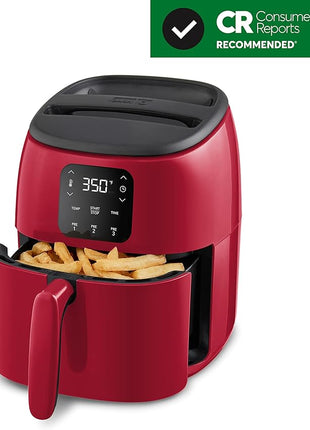 DASH Tasti-Crisp™ Electric Air Fryer Oven, 2.6 Qt., Red – Compact Air Fryer for Healthier Food in Minutes, Ideal for Small Spaces - Auto Shut Off, Digital, 1000-Watt