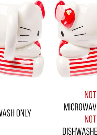 Silver Buffalo Sanrio Hello Kitty Holding Love Heart Ceramic 3D Sculpted Mug, 20 Ounces