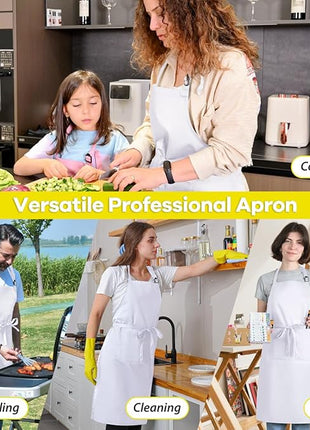 ROTANET Extra Large Apron for Men Adjustable Bib Aprons with 2 Pockets Cooking Kitchen Women Chef Water & Oil Resistant
