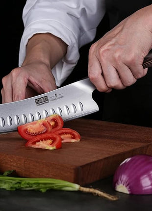HOSHANHO 7 Inch Japanese Chef Knife, Ultra Sharp High Carbon Stainless Steel Kitchen Knife, Professional Santoku Knives with Ergonomic Pakkawood Handle