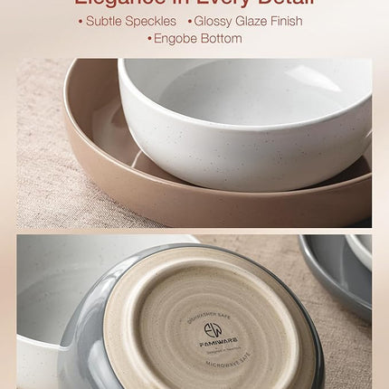 Famiware Milkyway Stoneware Dinnerware Sets with Mugs, Service for 4 (16pcs), Plates and Bowls Sets, Scratch Resistant, Microwave and Dishwasher Safe Dishes Set, Multi-color