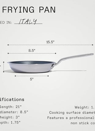 Made In Cookware - ProCoat 8" Non Stick Frying Pan (Graphite) - 5 Ply Stainless Clad Nonstick - Professional Cookware - Crafted in Italy - Induction Compatible