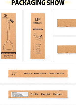 Pack of 2 Silicone Wok Spatula, Non-Stick, Heat Resistant, Easy to Clean and Dishwasher Safe, Seamless Kitchen Utensil for Cooking, Baking, Stir-Fry (Black-Red)