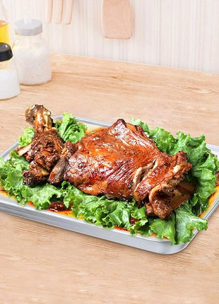 P&P CHEF 10.5 Inch Baking Cookie Sheet, Oven Pan Tray Stainless Steel Sheet Pan for Kitchen, Oven Bakeware for Multi Uses, Shiny Look & Dishwasher Safe, Healthy & Heavy Duty, 4Pcs