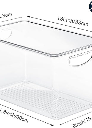 theaoo Clear Storage Bins with Lids Stackable - XLarge Plastic Containers for Pantry Organization and Storage - Perfect for kitchen,Fridge,Laundry Room,Bathroom,Garage,Closet,Cabinet Organizer -6 Pack