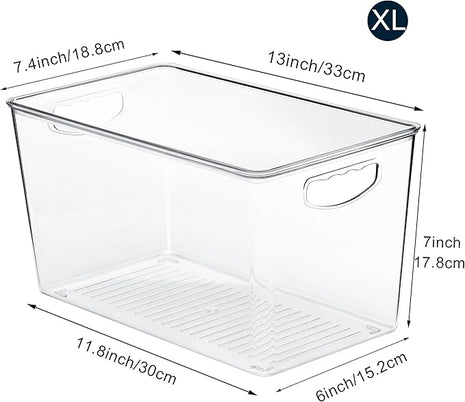 theaoo Clear Storage Bins with Lids Stackable - XLarge Plastic Containers for Pantry Organization and Storage - Perfect for kitchen,Fridge,Laundry Room,Bathroom,Garage,Closet,Cabinet Organizer -4 Pack
